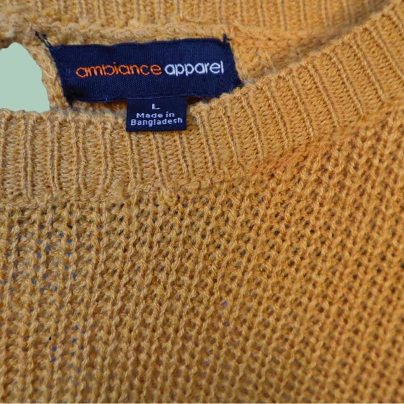 Forever 21 x Ambiance Apparel Ribbed Knit Mustard Lace-Up Sweater - Picture 4 of 7